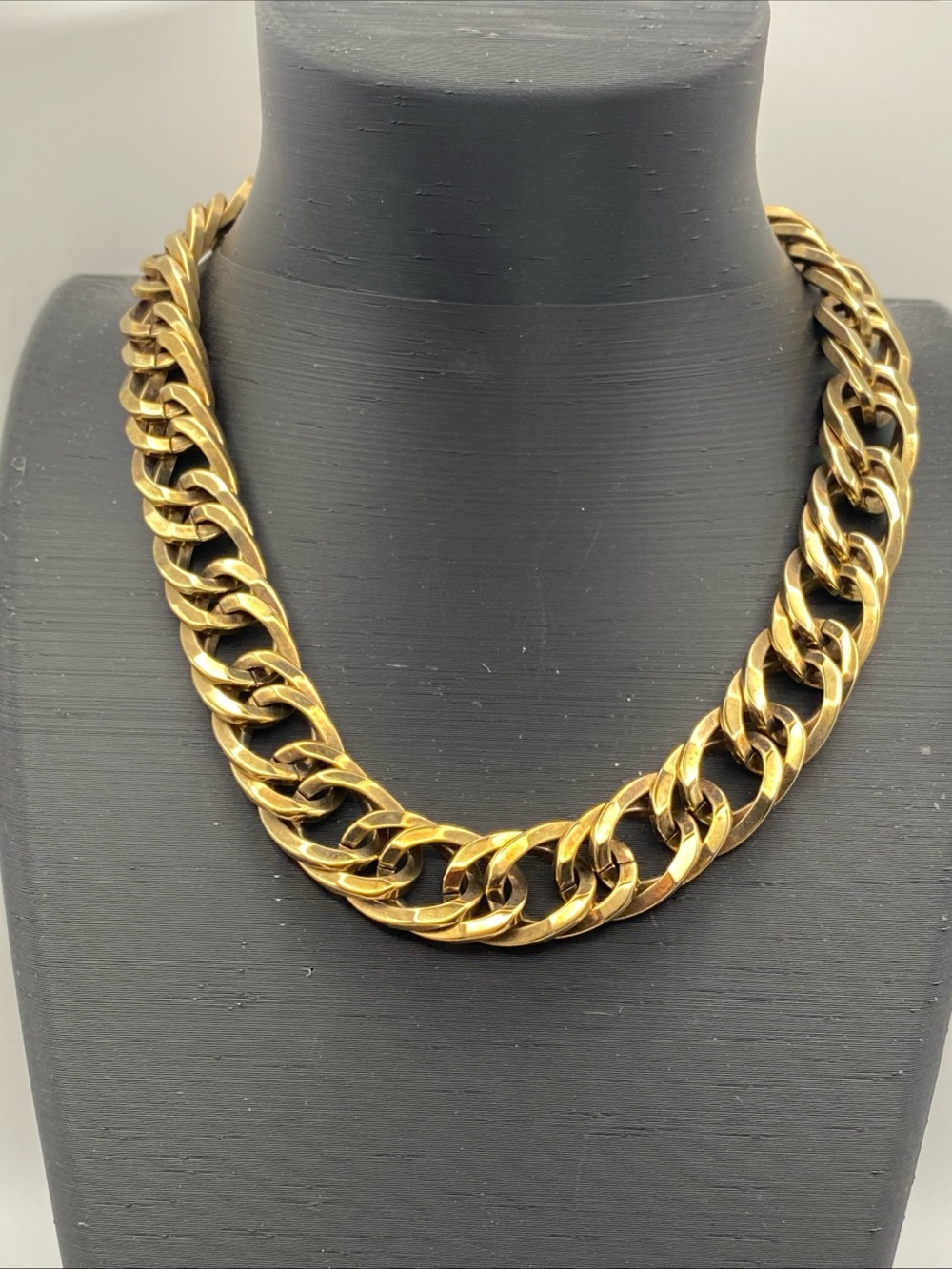 Vintage Sperry Gold Tone Chunky Curb Chain Statement Choker Necklace 15"